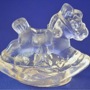 Department 56 Clear Glass Rocking Horse Candle Holders – Set of 2 – Vintage